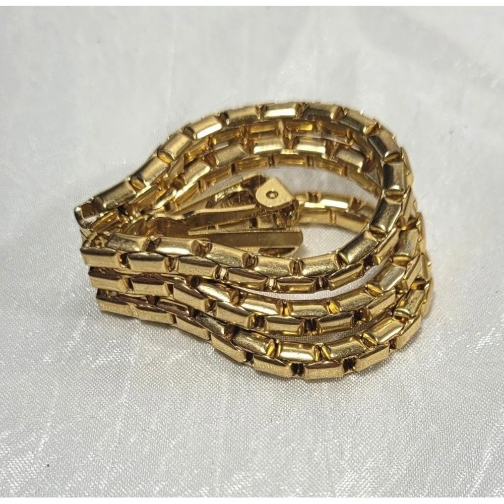 Kenneth Lane Gold Tone Triple Chain Clip-on Earrings - Picture 4 of 5